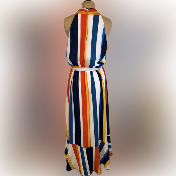 NWT Donna Ricco Orange Multi Maxi Wrap Dress - Picture 3 of 5